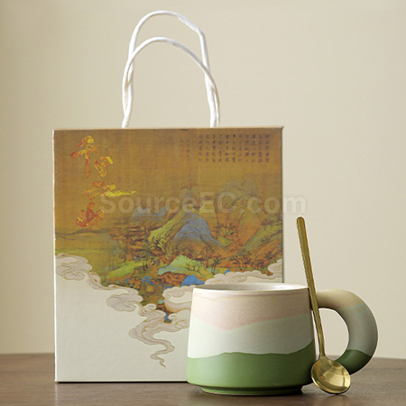 禮品訂造釉畫三彩陶瓷杯紀念品
