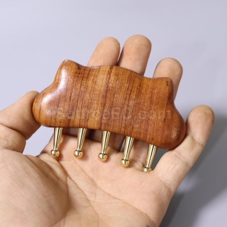 禮品訂造小貓五齒黃銅經絡木梳紀念品