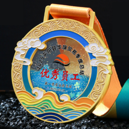 禮品訂造流沙金屬獎牌紀念品