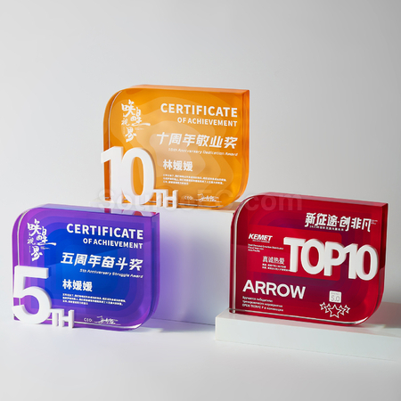 禮品訂造數字週年水晶獎座紀念品