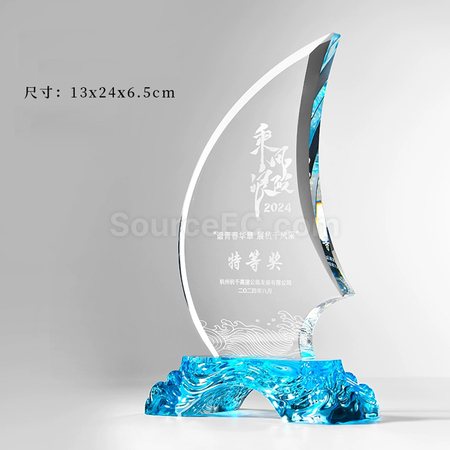 禮品訂造帆船水晶獎座紀念品