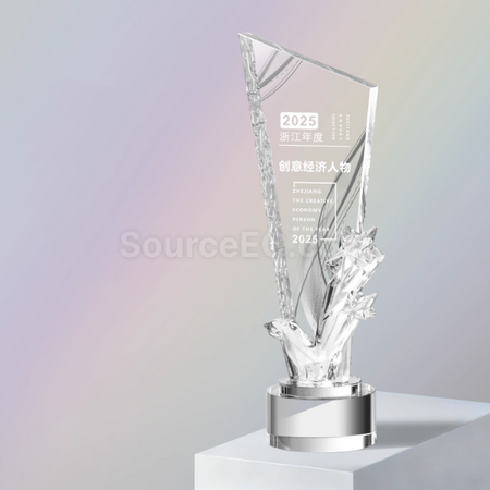 禮品訂造炫彩水晶獎座紀念品