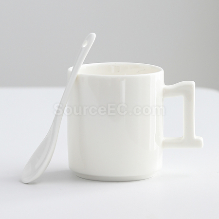 禮品訂造數字手柄陶瓷杯紀念品