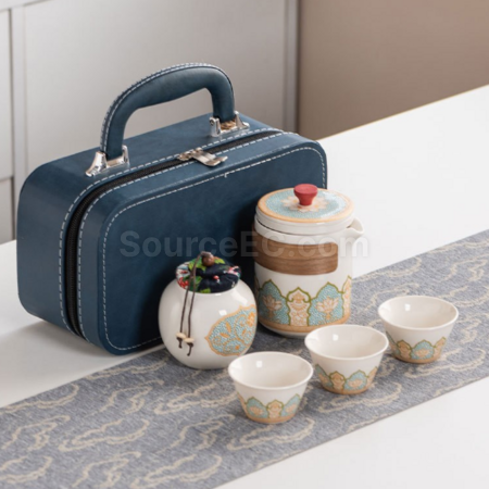 禮品訂造便攜旅行陶瓷茶具套裝紀念品