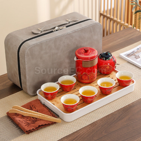 禮品訂造便攜旅行陶瓷茶具套裝紀念品