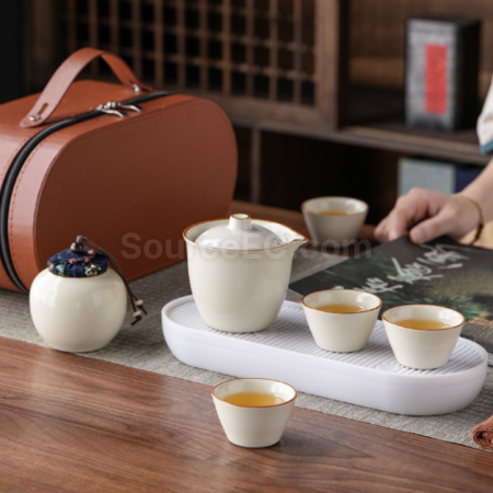 禮品訂造汝窯旅行茶具套裝紀念品