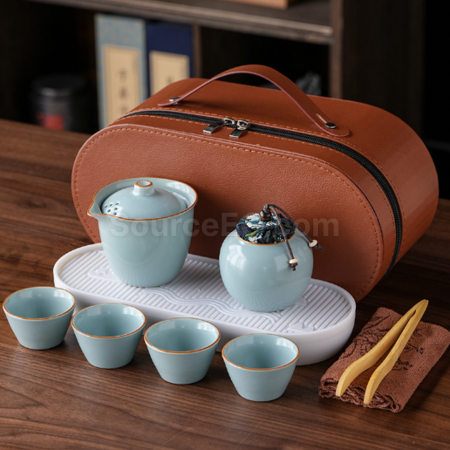 禮品訂造汝窯旅行茶具套裝紀念品