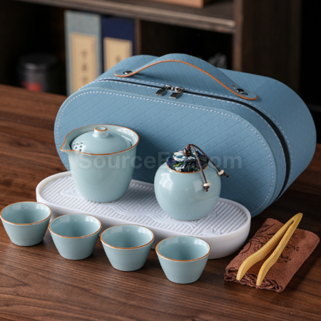 禮品訂造汝窯旅行茶具套裝紀念品