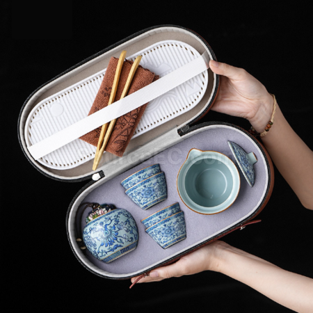 禮品訂造汝窯旅行茶具套裝紀念品
