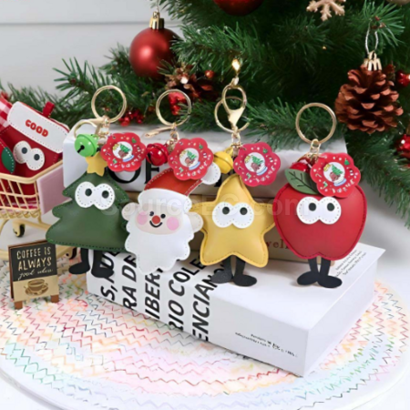 禮品訂造PU聖誕鑰匙扣掛件紀念品