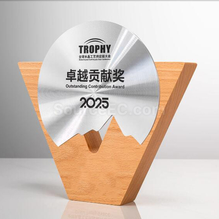 禮品訂造實木金屬獎座紀念品