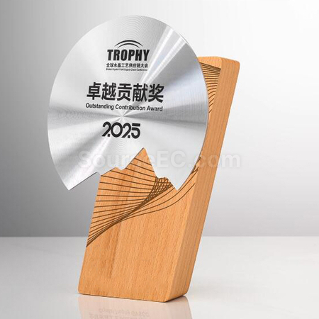 禮品訂造實木金屬獎座紀念品