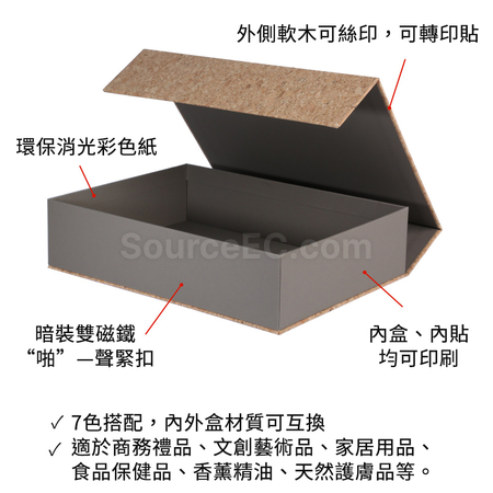 禮品訂造磁吸翻蓋環保軟木禮盒紀念品