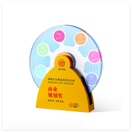 禮品訂造創意金屬旋轉水晶獎座紀念品