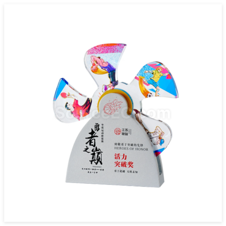 禮品訂造創意金屬旋轉水晶獎座紀念品