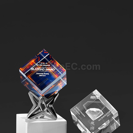 禮品訂造魔方水晶獎座紀念品
