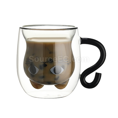 禮品訂造貓咪雙層玻璃杯紀念品