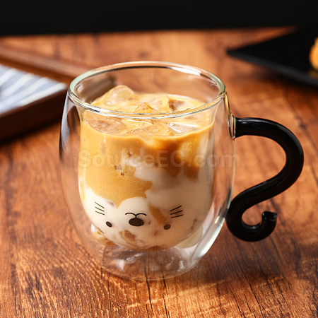 禮品訂造貓咪雙層玻璃杯紀念品