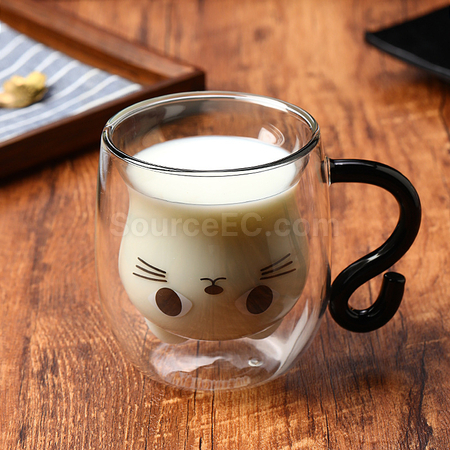禮品訂造貓咪雙層玻璃杯紀念品