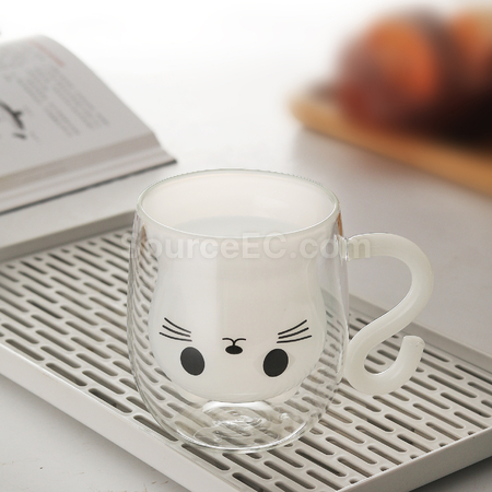 禮品訂造貓咪雙層玻璃杯紀念品