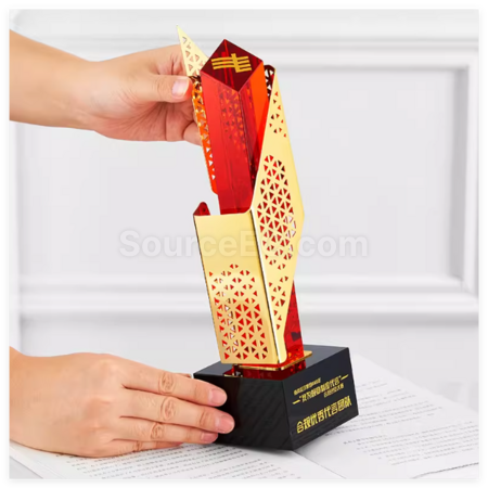 禮品訂造鏤空不規則金屬獎杯紀念品