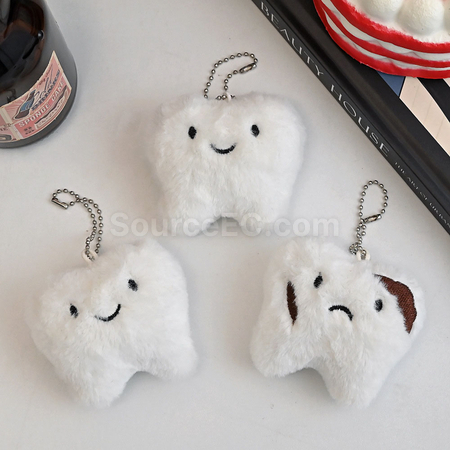 禮品訂造毛絨牙齒掛件鑰匙扣紀念品