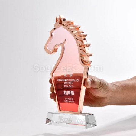 禮品訂造馬年金屬水晶獎盃紀念品
