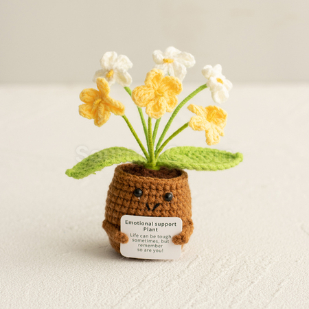 禮品訂造針織花朵植物盆栽紀念品
