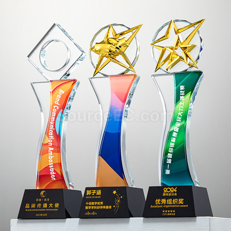 禮品訂造五角星水晶獎座紀念品