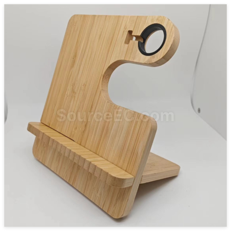 禮品訂造竹木三合一無線充電座紀念品