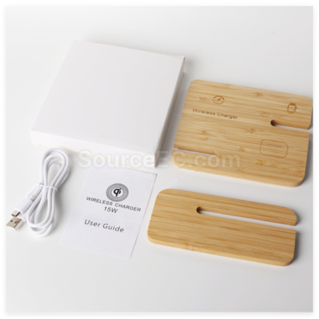 禮品訂造竹木三合一無線充電座紀念品