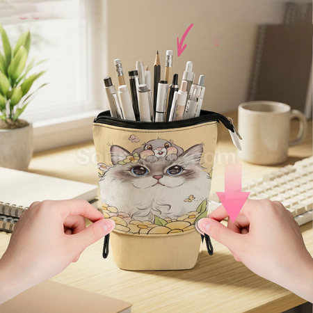 禮品訂造奶茶伸縮筆袋紀念品