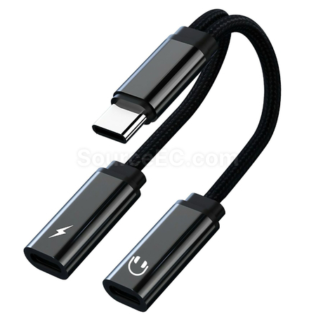 禮品訂造Type-C二合一耳機充電擴充器紀念品
