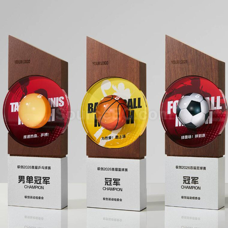 禮品訂造實木水晶獎座紀念品
