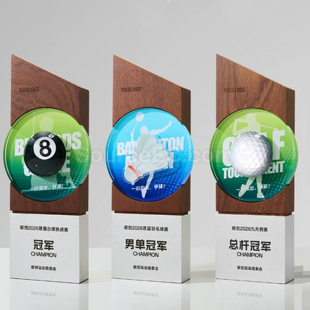 禮品訂造實木水晶獎座紀念品