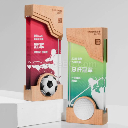 禮品訂造實木水晶獎座紀念品