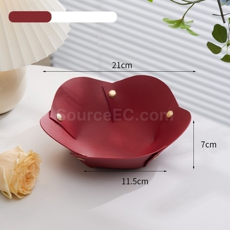 禮品訂造花朵形狀PU皮革摺疊收納盤紀念品