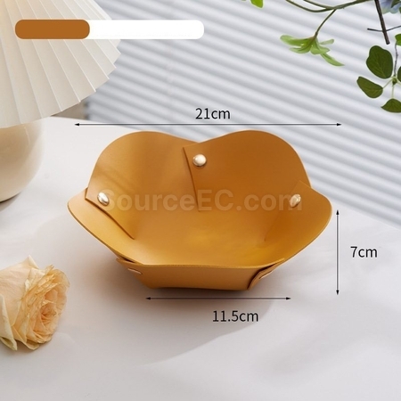 禮品訂造花朵形狀PU皮革摺疊收納盤紀念品