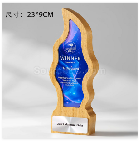 禮品訂造創意木質水晶獎座紀念品