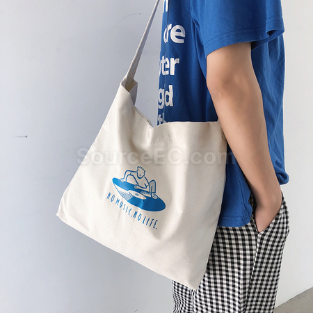 禮品訂造小清新文藝風斜背帆布袋紀念品