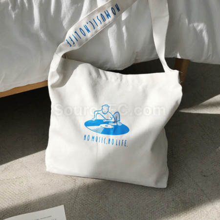 禮品訂造小清新文藝風斜背帆布袋紀念品