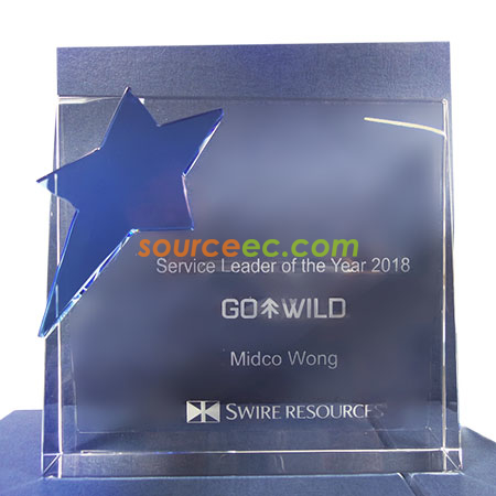 藍彩水晶獎座 | 彩色水晶獎座 | 藍色水晶座 | Crystal Trophies | 訂製水晶獎座