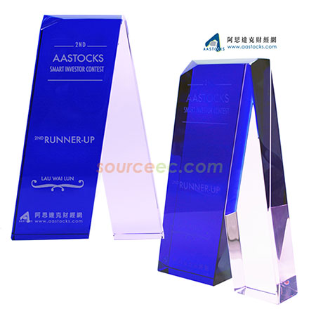 藍彩水晶獎座 | 彩色水晶獎座 | 藍色水晶座 | Crystal Trophies | 訂製水晶獎座